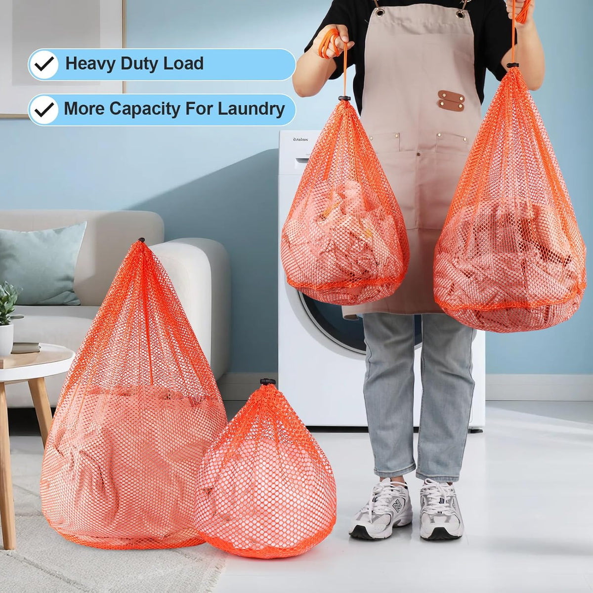 4Pcs Mesh Laundry Bags Washing Machine Mesh Wash Bags for Clothes,Underwear,Lingerie, Bed Linen