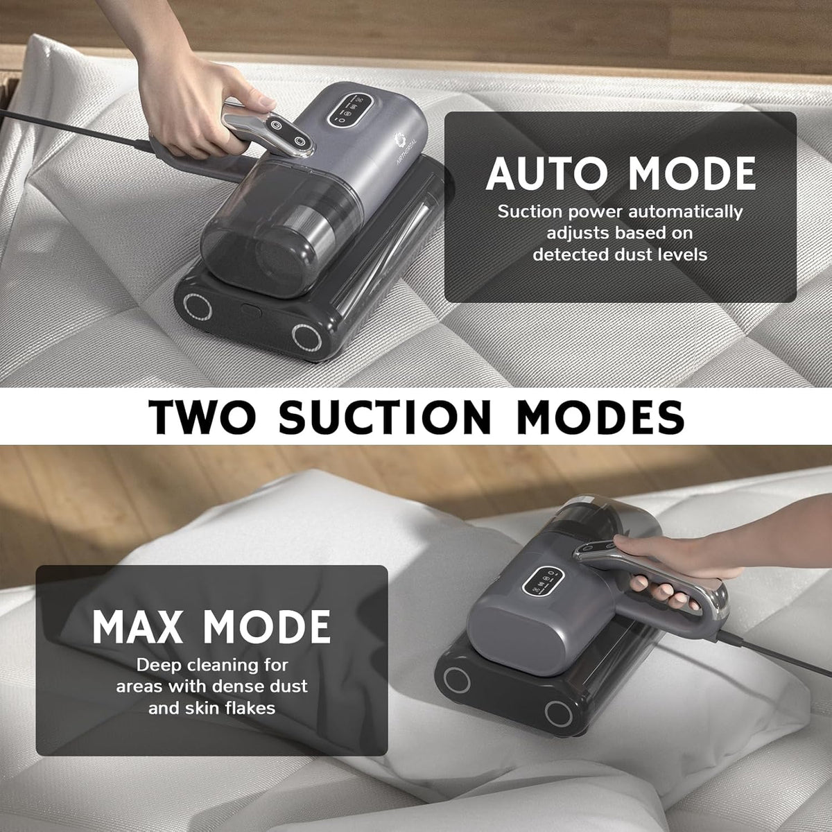AIRTHEREAL M1 Mattress Vacuum Cleaner, 6 in 1 Bed Vacuum with High-Frequency Vibration - 80,000 RPM