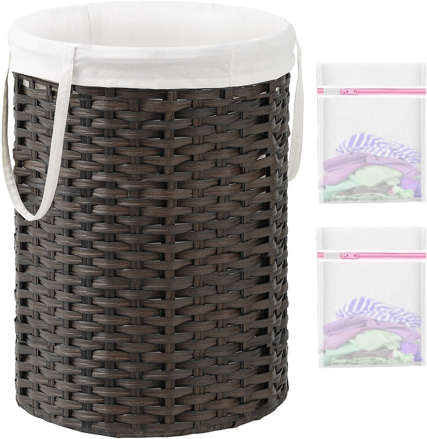 Laundry Basket Round Rattan Laundry Hamper 29.1 Gal (110 L) Handwoven Large Wicker Basket with