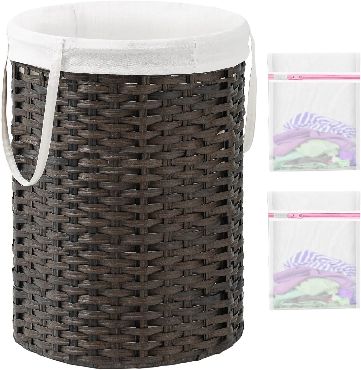Laundry Basket Round Rattan Laundry Hamper 29.1 Gal (110 L) Handwoven Large Wicker Basket with