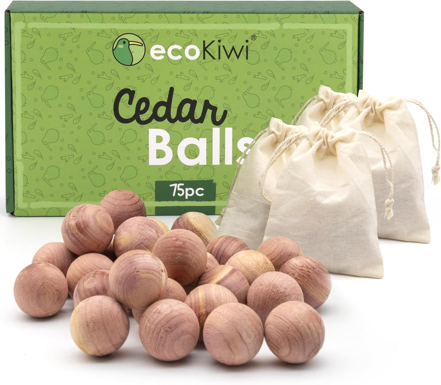 ecoKiwi Cedar Balls for Clothes Storage 75 Pack - 100% Natural Red Cedar Blocks for Clothes Storage