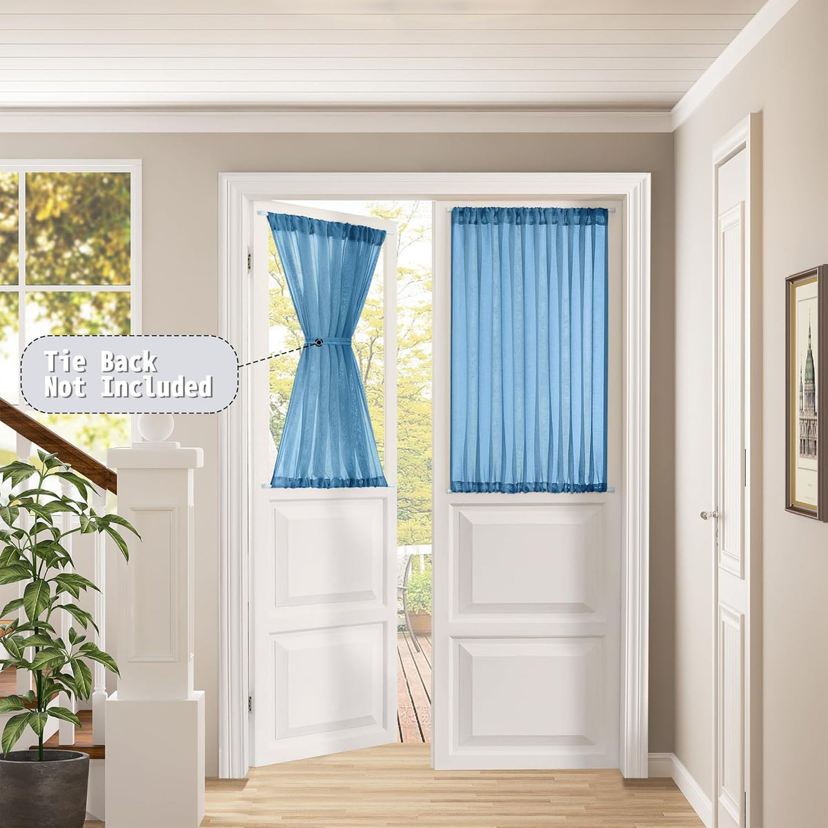 Tollpiz Short Sheer Door Curtain Closet Linen Textured Curtain Sheers Doorway Light Filtering Voile
