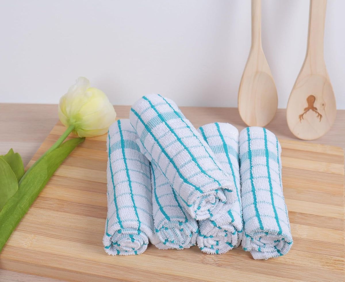 AMOUR INFINI Kitchen Dish Cloths Set of 8 - Ultra Soft, Highly Absorbent, Quick-Drying Terry Cotton