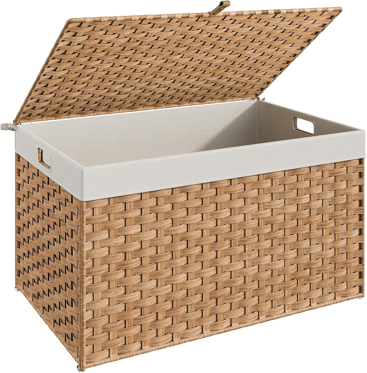 HOOBRO Storage Basket with Lid, 42.3 Gallon (160L) Wicker Basket, Handwoven Blanket Storage Basket