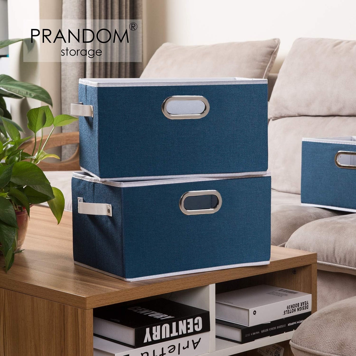 PRANDOM Large Collapsible Storage Baskets for Closet [5-pack] Decorative Fabric Storage Bins Cubes