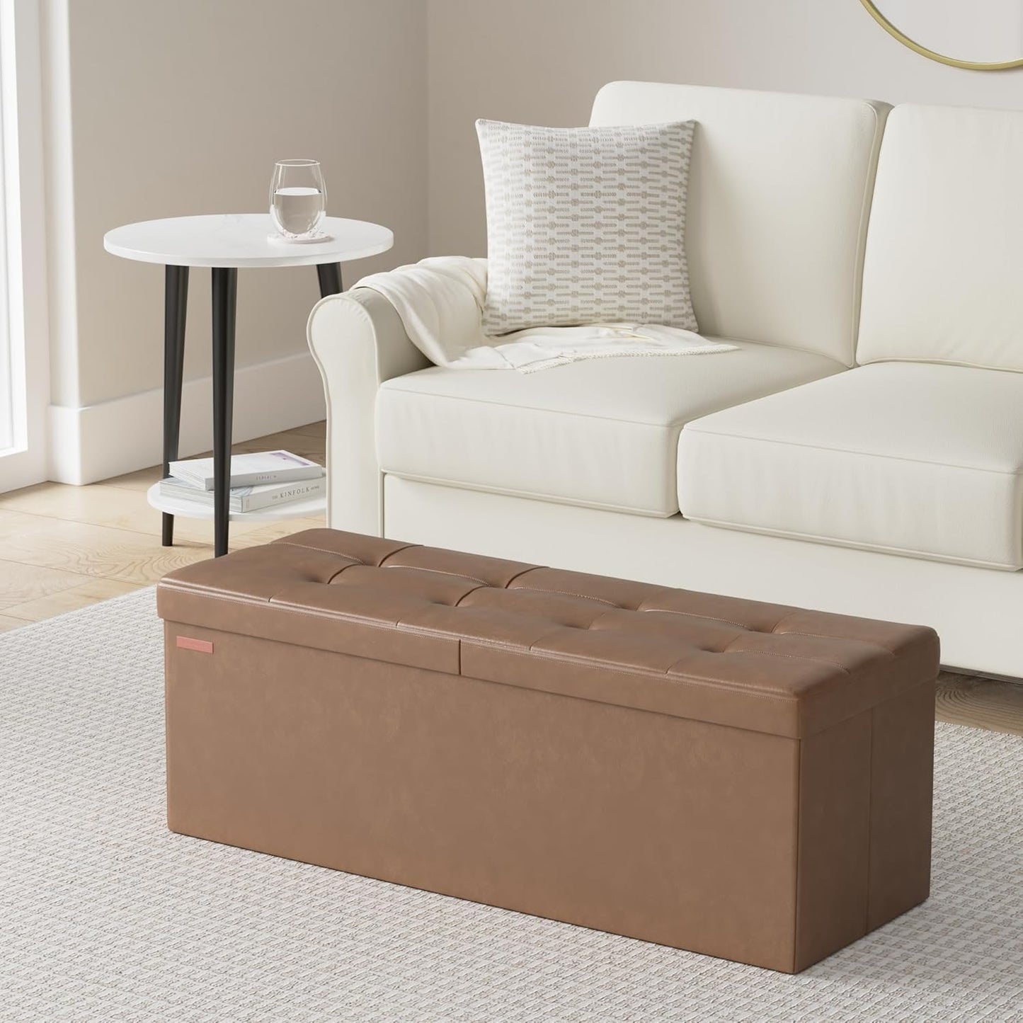 SONGMICS MAZIE Collection - 43 Inches Storage Ottoman Bench with Flipping Lid, Storage Chest with