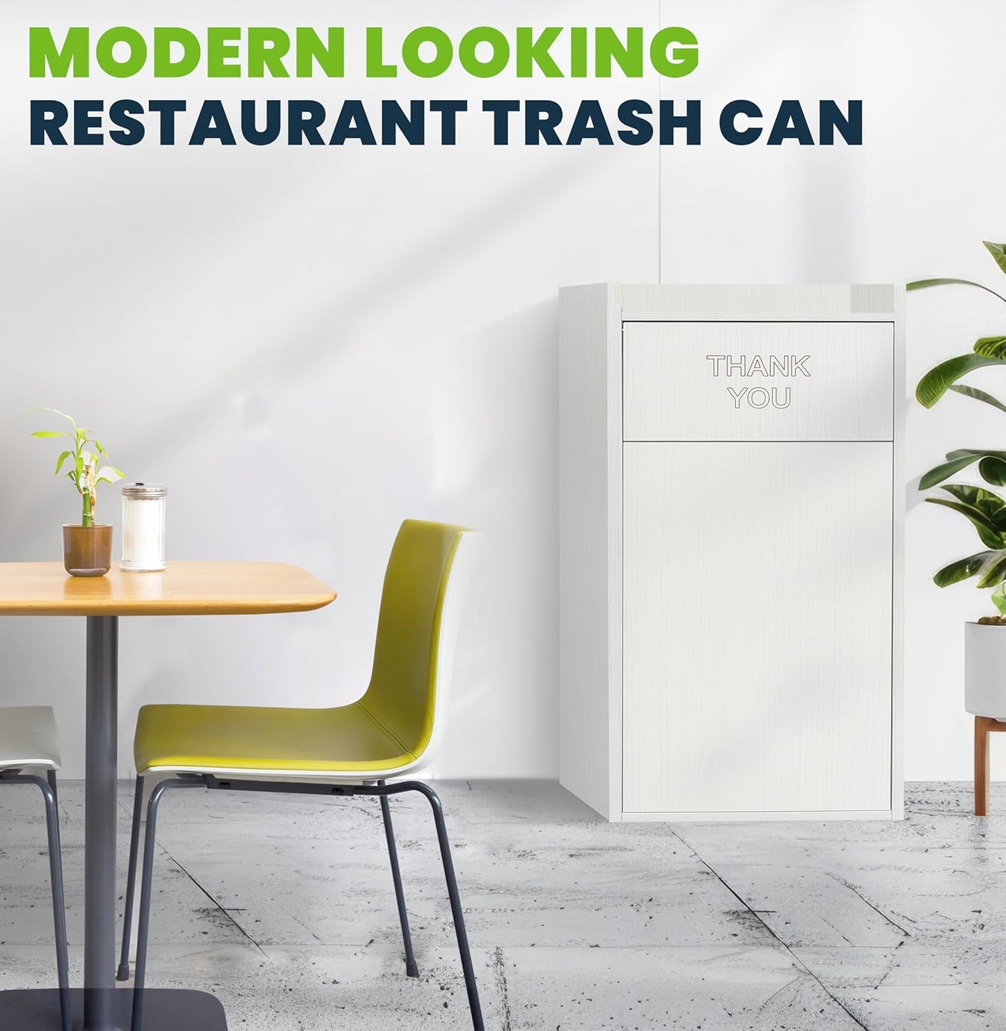Alpine Restaurant Trash Can Cabinet with Tray Holder - Commercial 40 Gallon Garbage Receptacle
