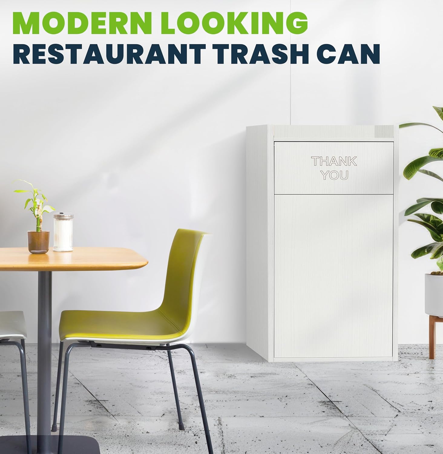 Alpine Restaurant Trash Can Cabinet with Tray Holder - Commercial 40 Gallon Garbage Receptacle