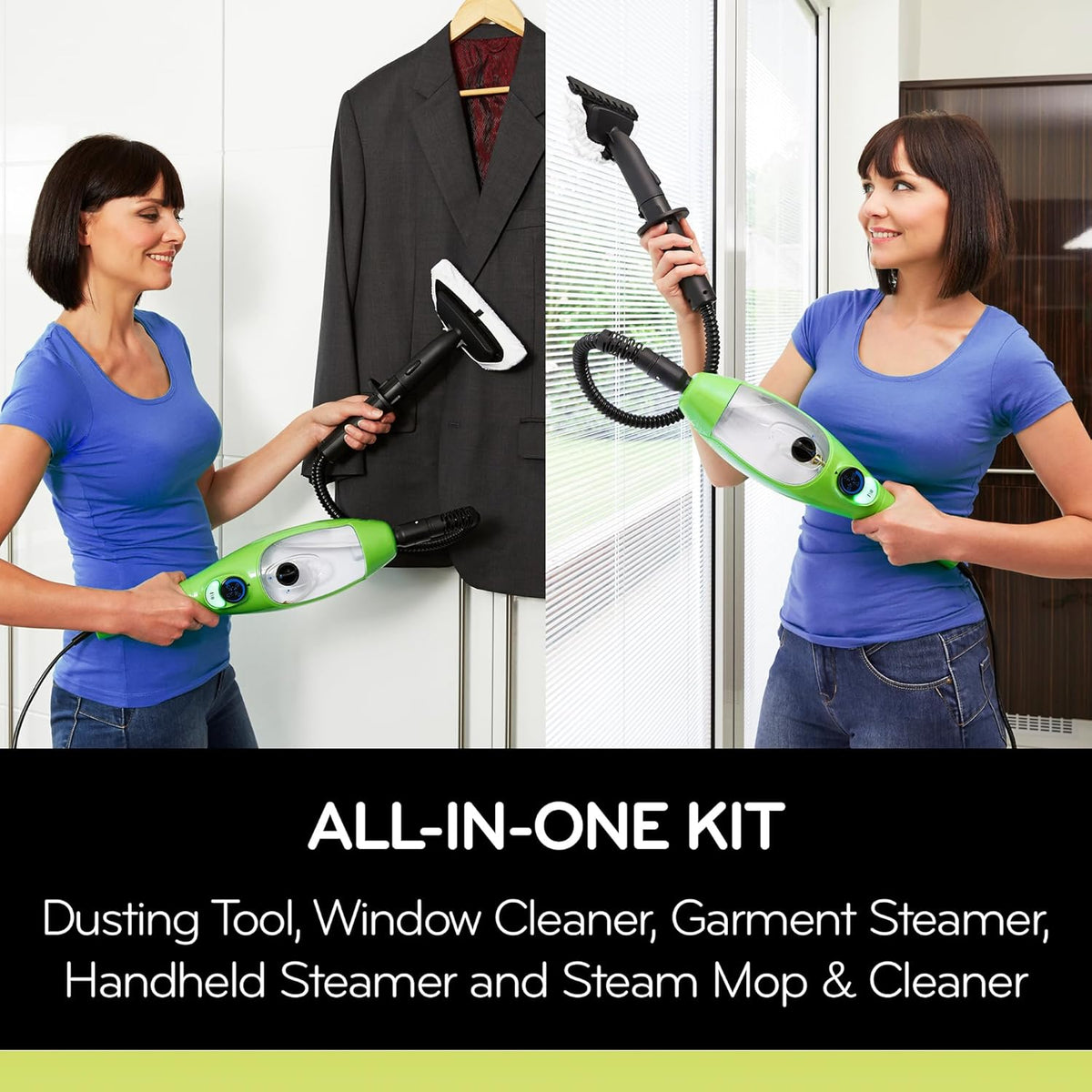 H2O X5 5-in-1 Multi-Purpose Steam Mop, Handheld Steam Cleaner, Adjustable Height, Removable Tank