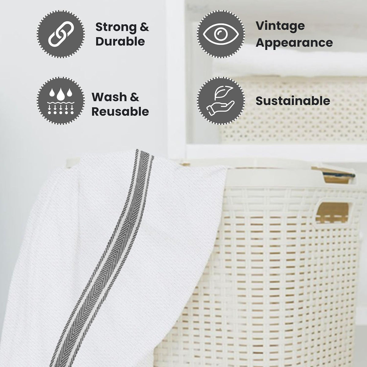 WHITEWRAP Kitchen Dish Towels for Kitchen, Highly Absorbent for Drying and Cleaning, Durable and
