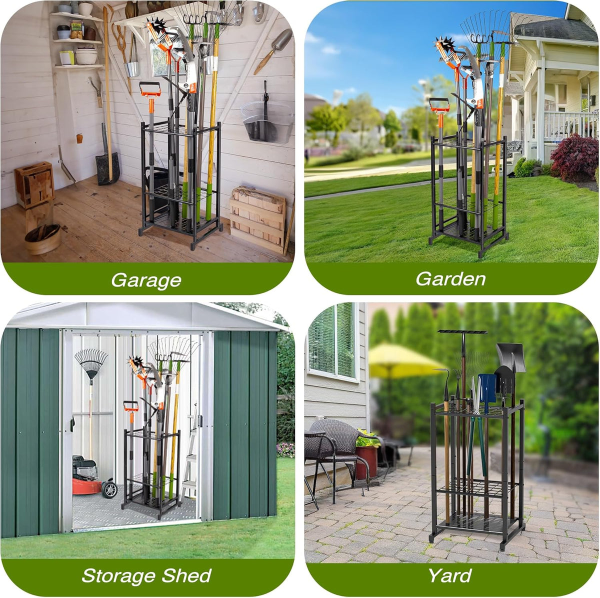 Garden Tool Organizer, Yard Tool Tower Rack for Garage Organization and Storage, Up to 35