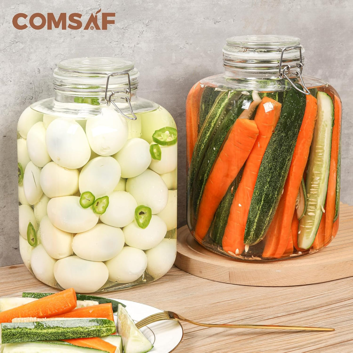 ComSaf 1 Gallon Glass Jar with Lid, Flour Sugar Storage Containers 128oz, Cereal containers