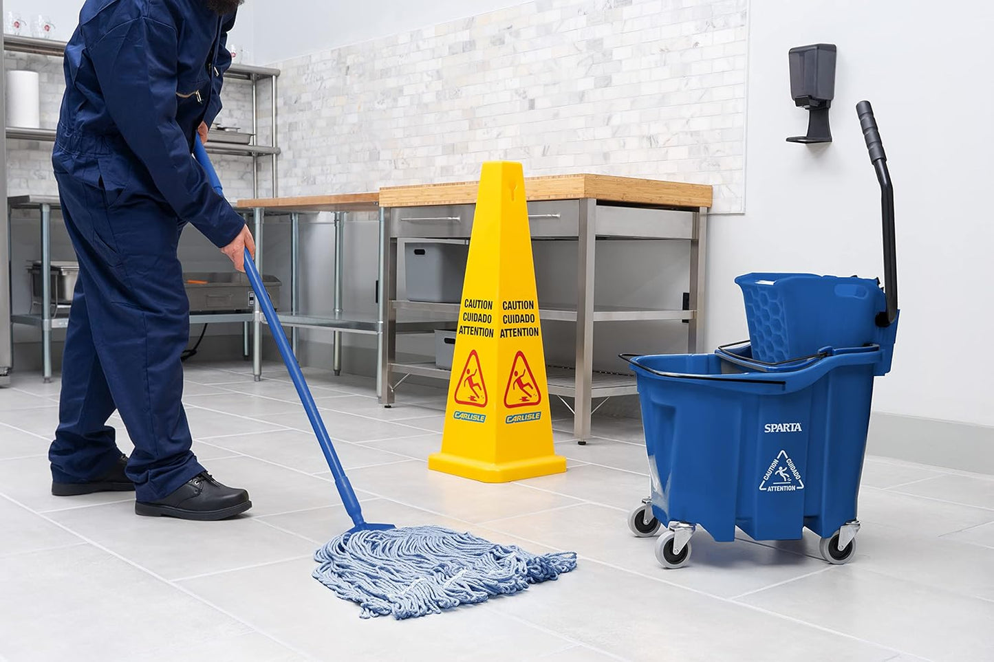 Carlisle FoodService Products Omnifit Mop Bucket with Side Press Wringer and Soiled Water Insert