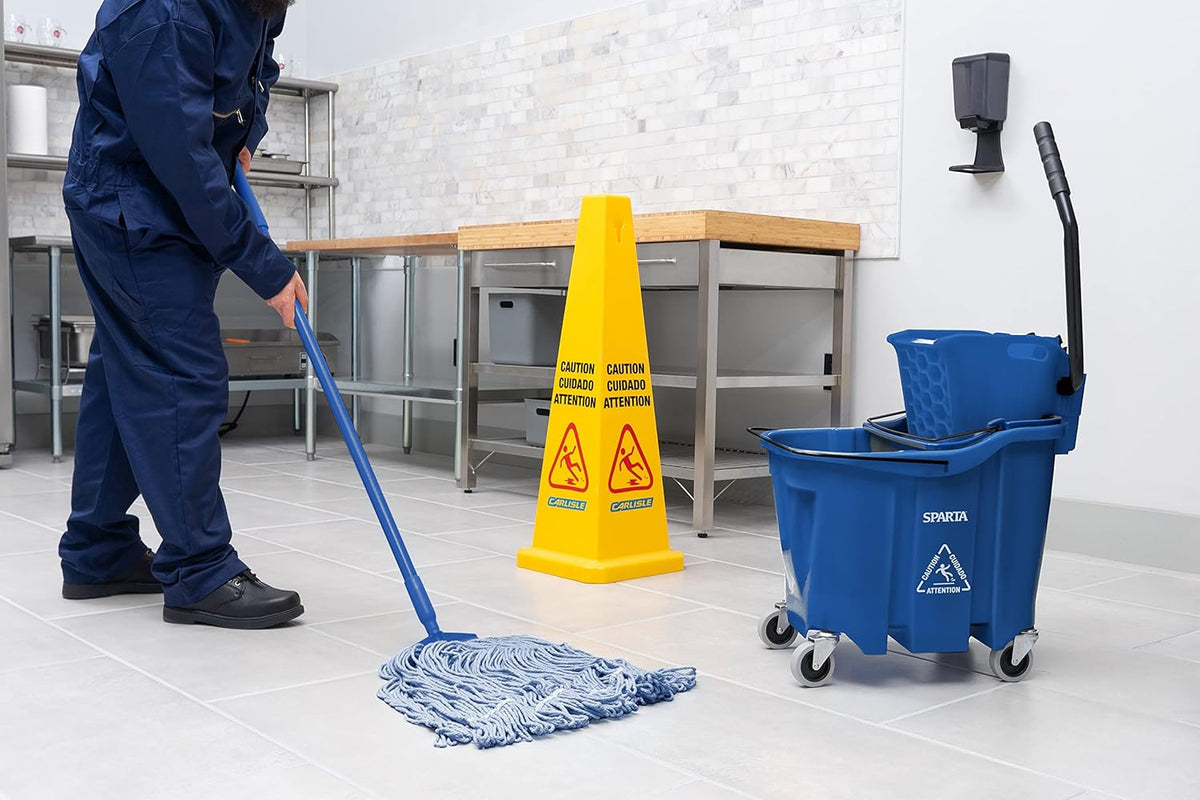 Carlisle FoodService Products Omnifit Mop Bucket with Side Press Wringer and Soiled Water Insert