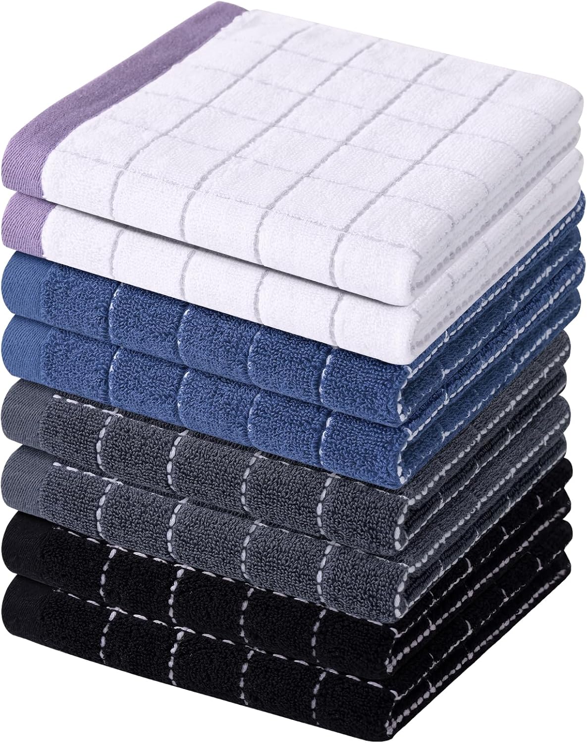 Homaxy 100% Cotton Terry Kitchen Dish Cloths, Ultra Soft and Absorbent Dish Towels for Kitchen