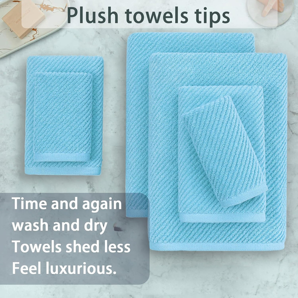 Towels for Bathroom - 100% Cotton | Quick Dry | Lightweight | Thick | Soft, Towel Set of 6, 2 Large