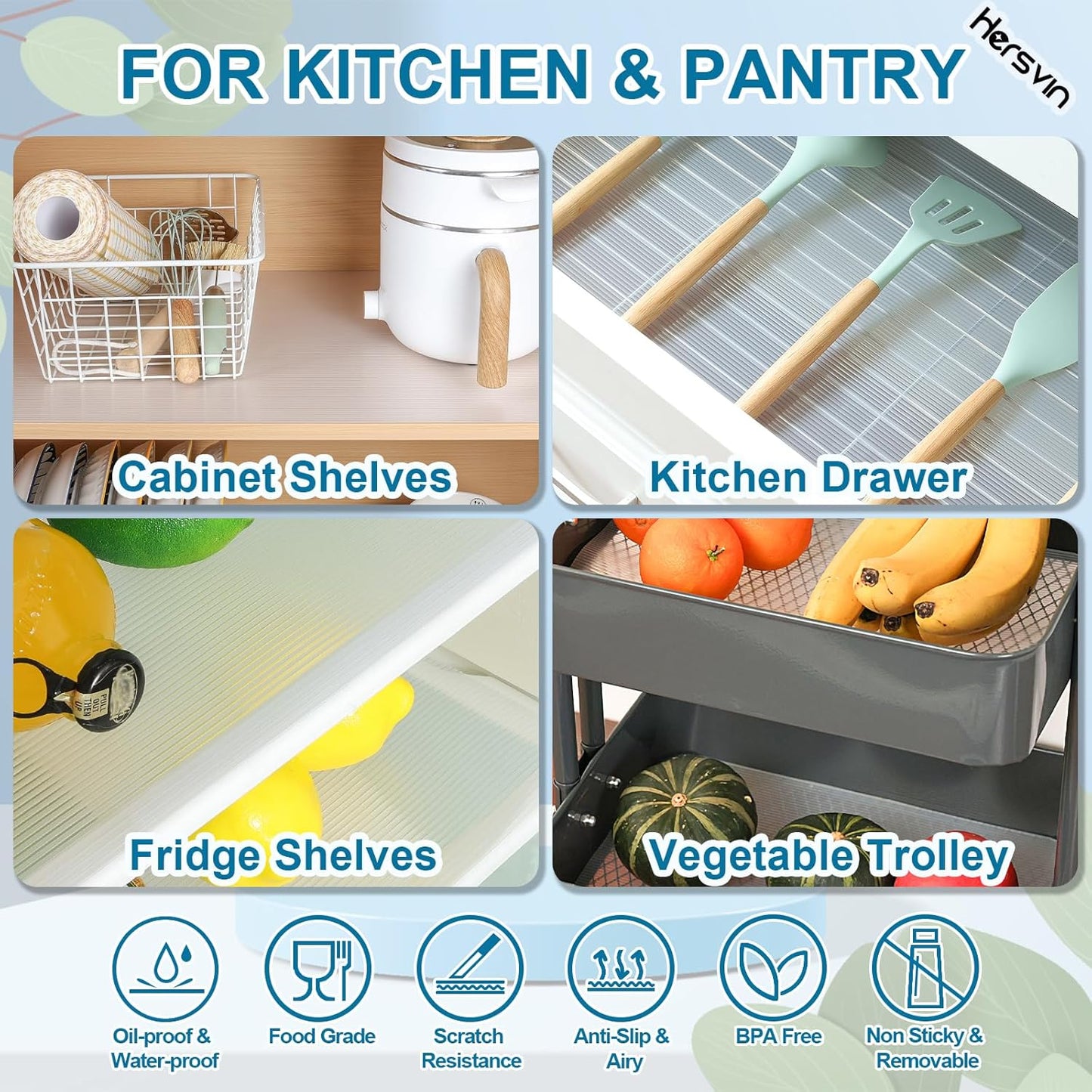 Shelf Liners 28 in x 20 ft EVA Drawer Mats, Non-Adhesive Cupboard Protector, Kitchen Cabinet Lining