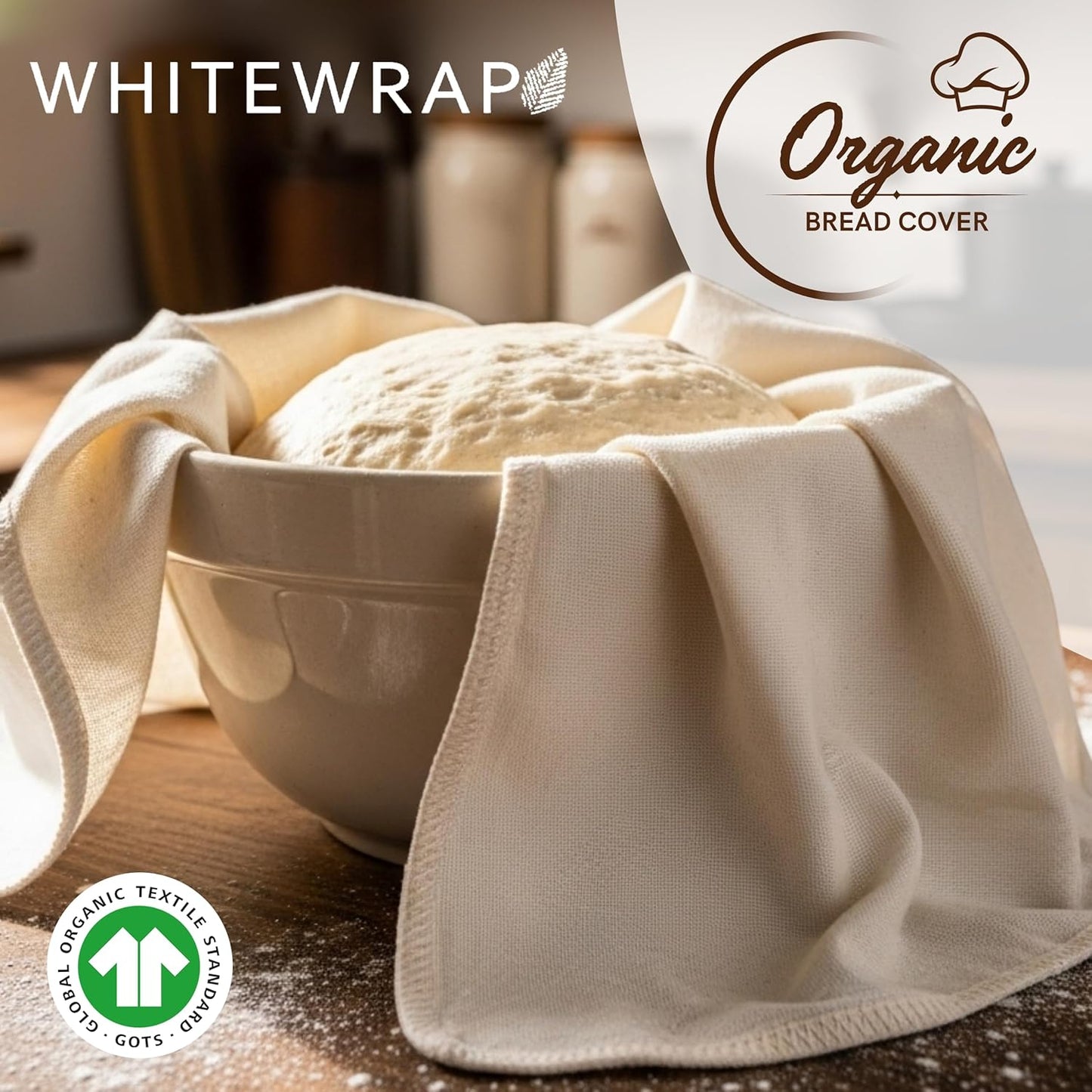 WHITEWRAP Unbleached Flour Sack Towels for Bread Proofing – Thick Cotton Baking Cloth for