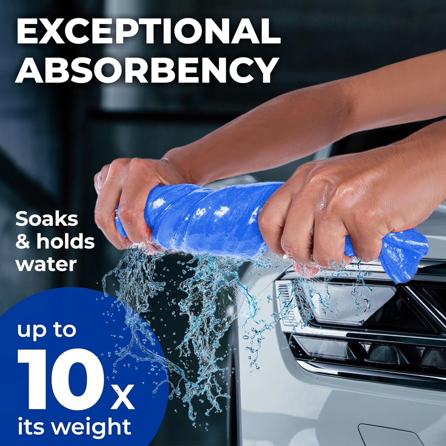 Premium XL Shammy Towel for Car - (34”x25”) - Super Absorbent Chamois Cloth - Spots and