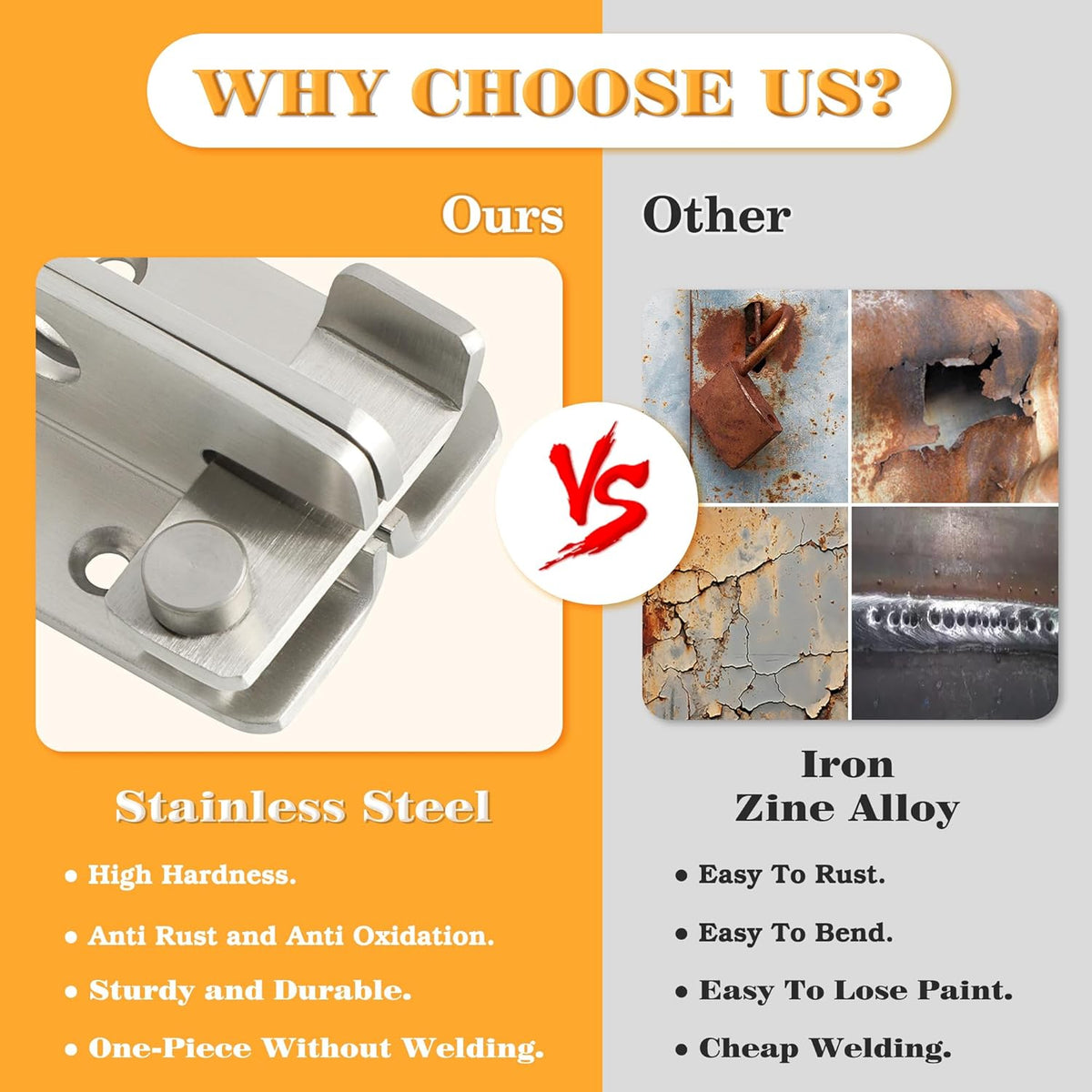 Alise Flip Latch,Gate Latches Slide Bolt Latch Safety Door Lock Catch for Barn Cabinet Pet Cage