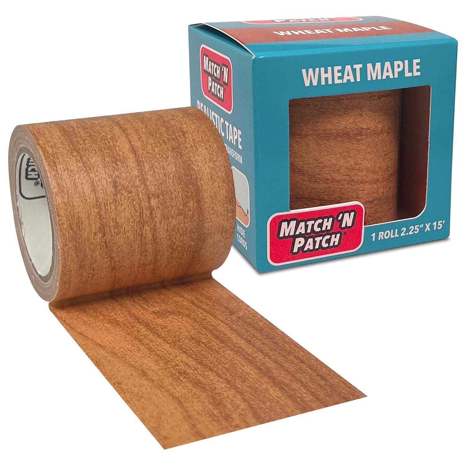 MATCH 'N PATCH Realistic Wood Grain Repair Tape - Durable Multi-Use Adhesive Tape for Furniture