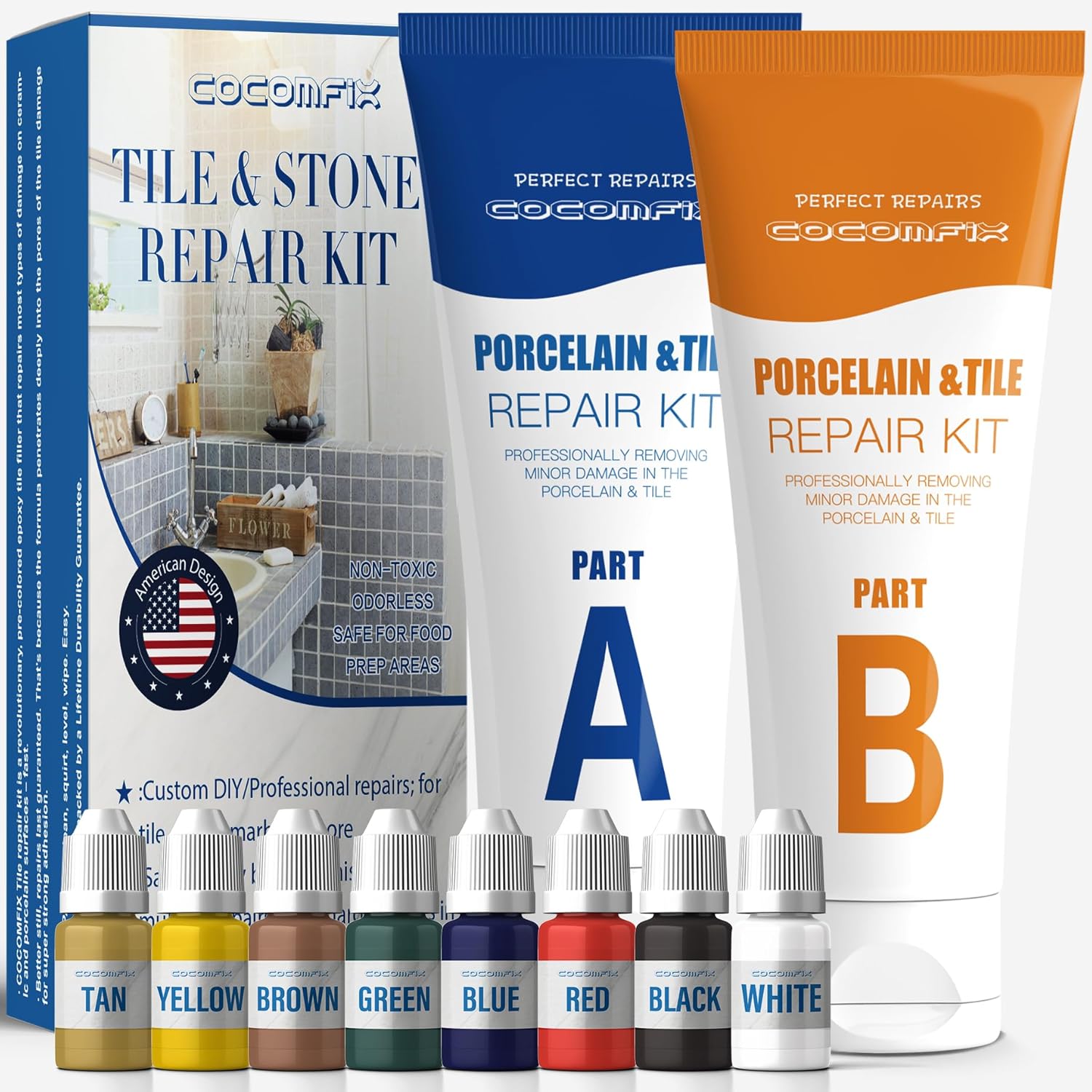 Tile Repair Kit, Ceramic Tile Chip Repair Kit(Color Match), Porcelain Repair Kit with Super Strong