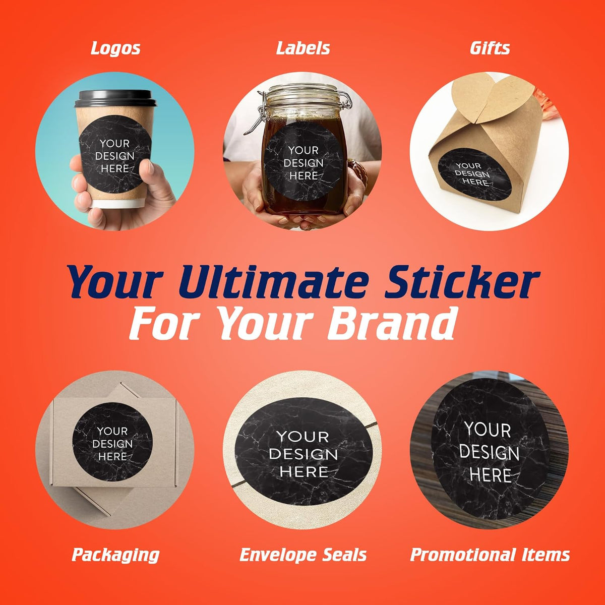100 Custom Vinyl Stickers - Upload Your own Image, Text, Design, Logo - Personalized Logo Labels