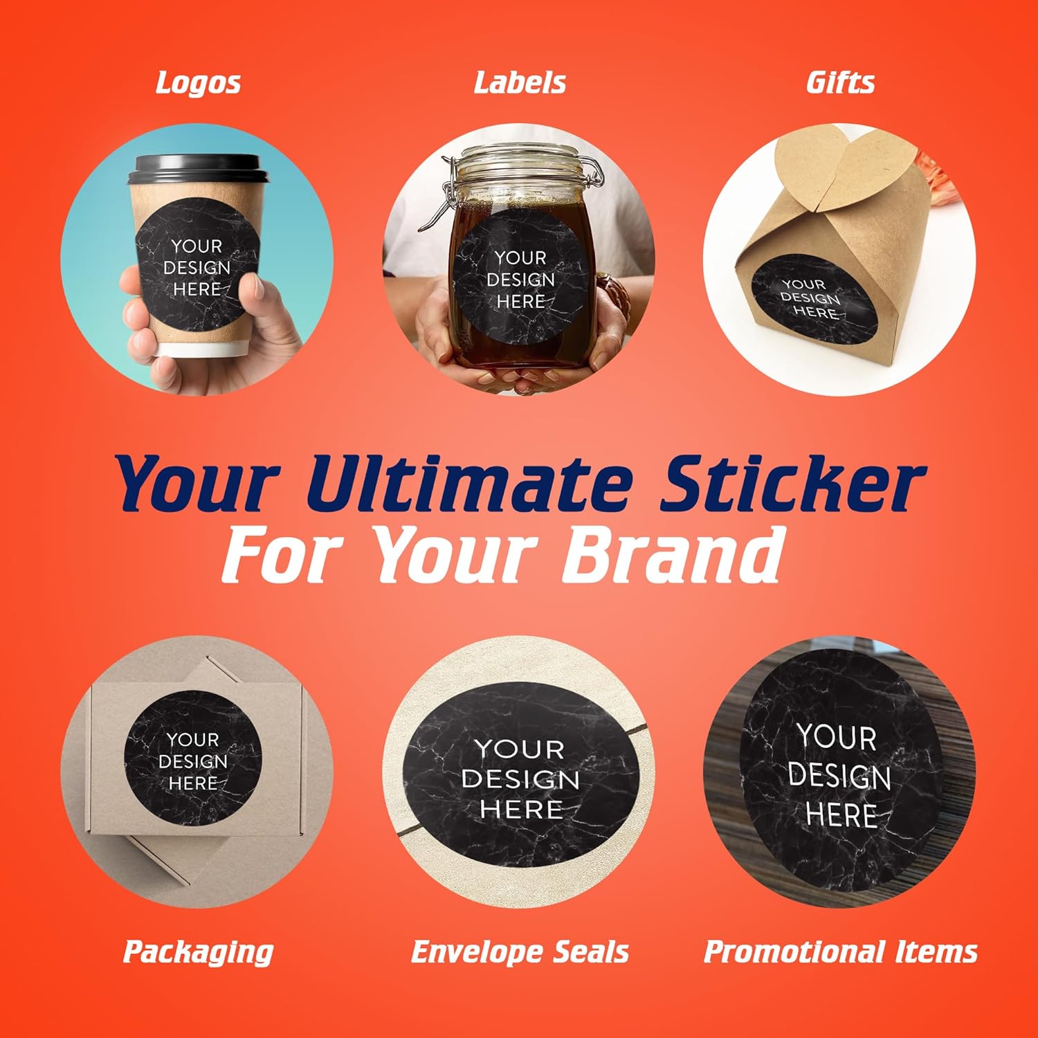 100 Custom Vinyl Stickers - Upload Your own Image, Text, Design, Logo - Personalized Logo Labels