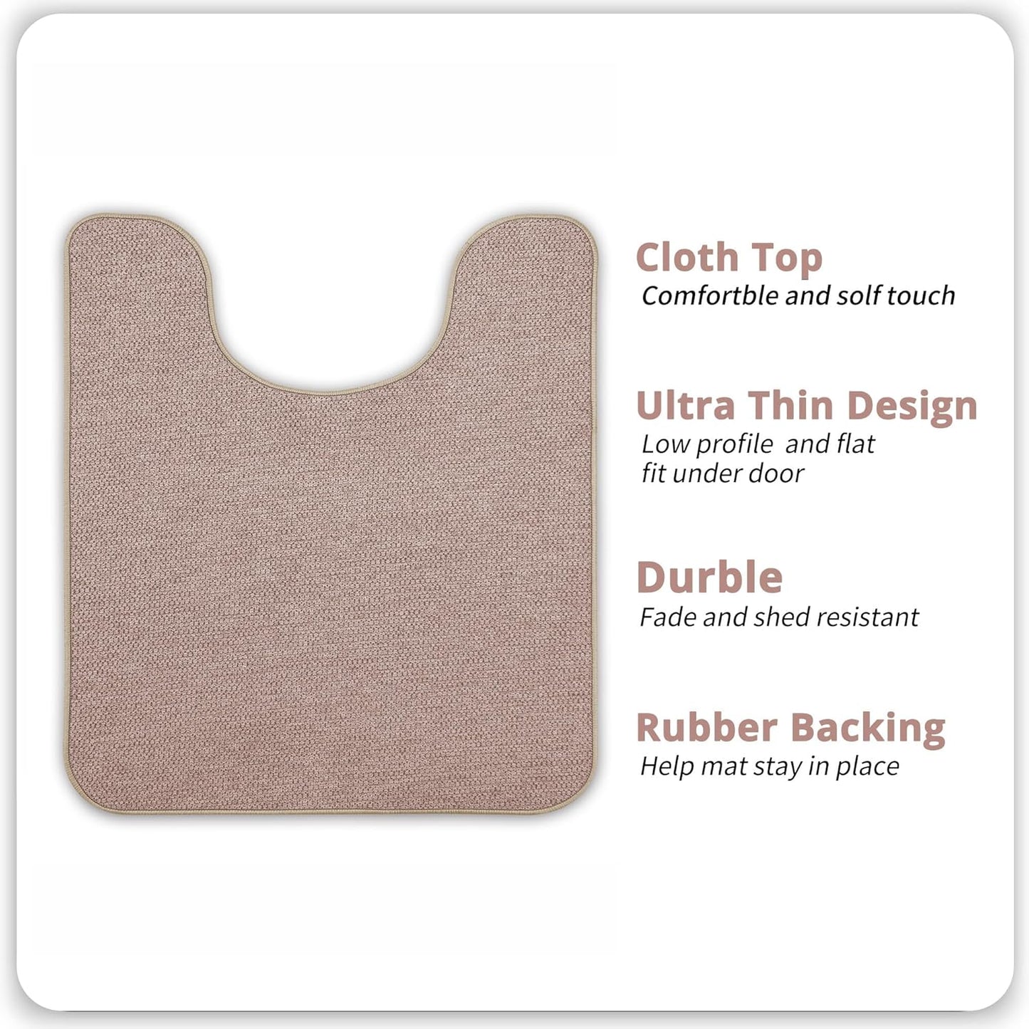 Toilet Rugs U Shaped Bathroom Rug,Machine Washable Non Slip Quick Dry Super Absorbent Ultra Thin