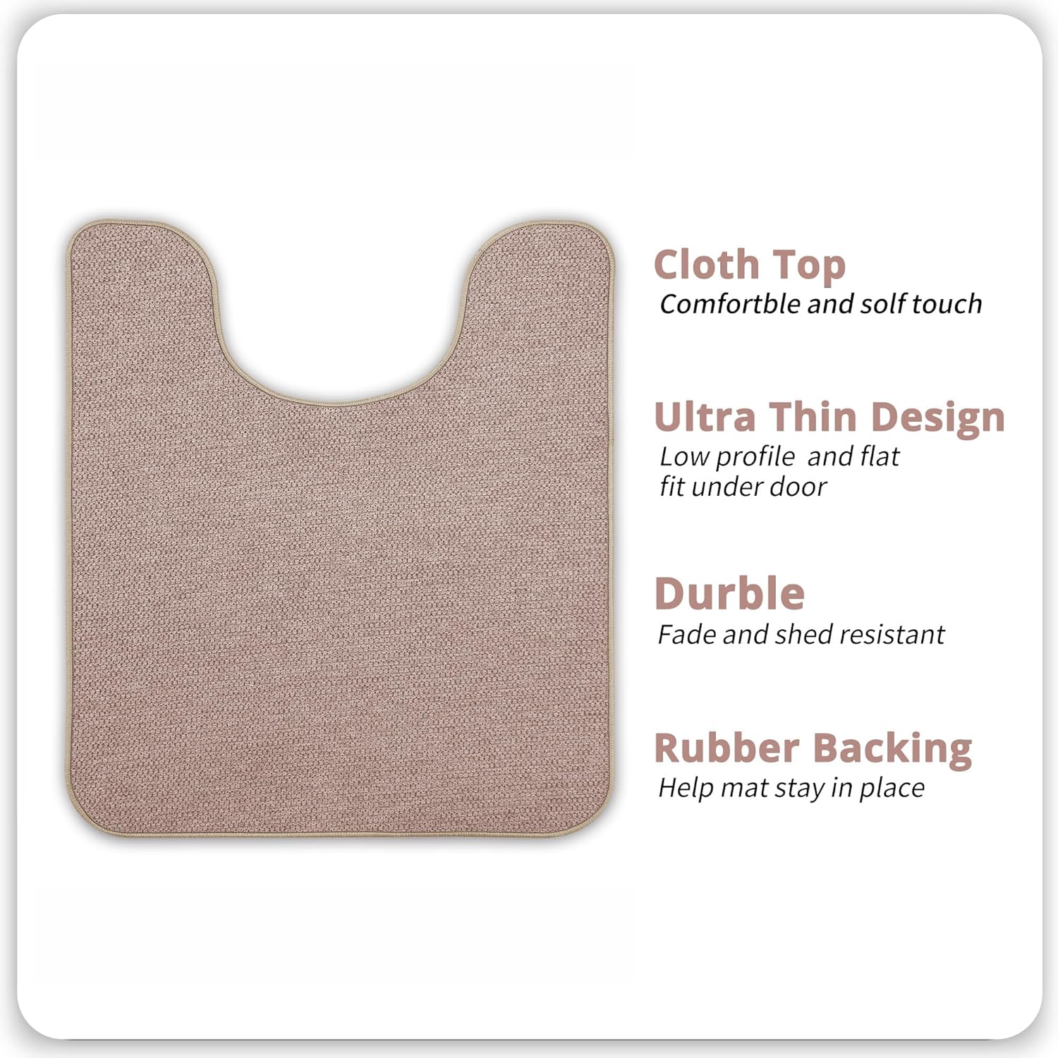 Toilet Rugs U Shaped Bathroom Rug,Machine Washable Non Slip Quick Dry Super Absorbent Ultra Thin