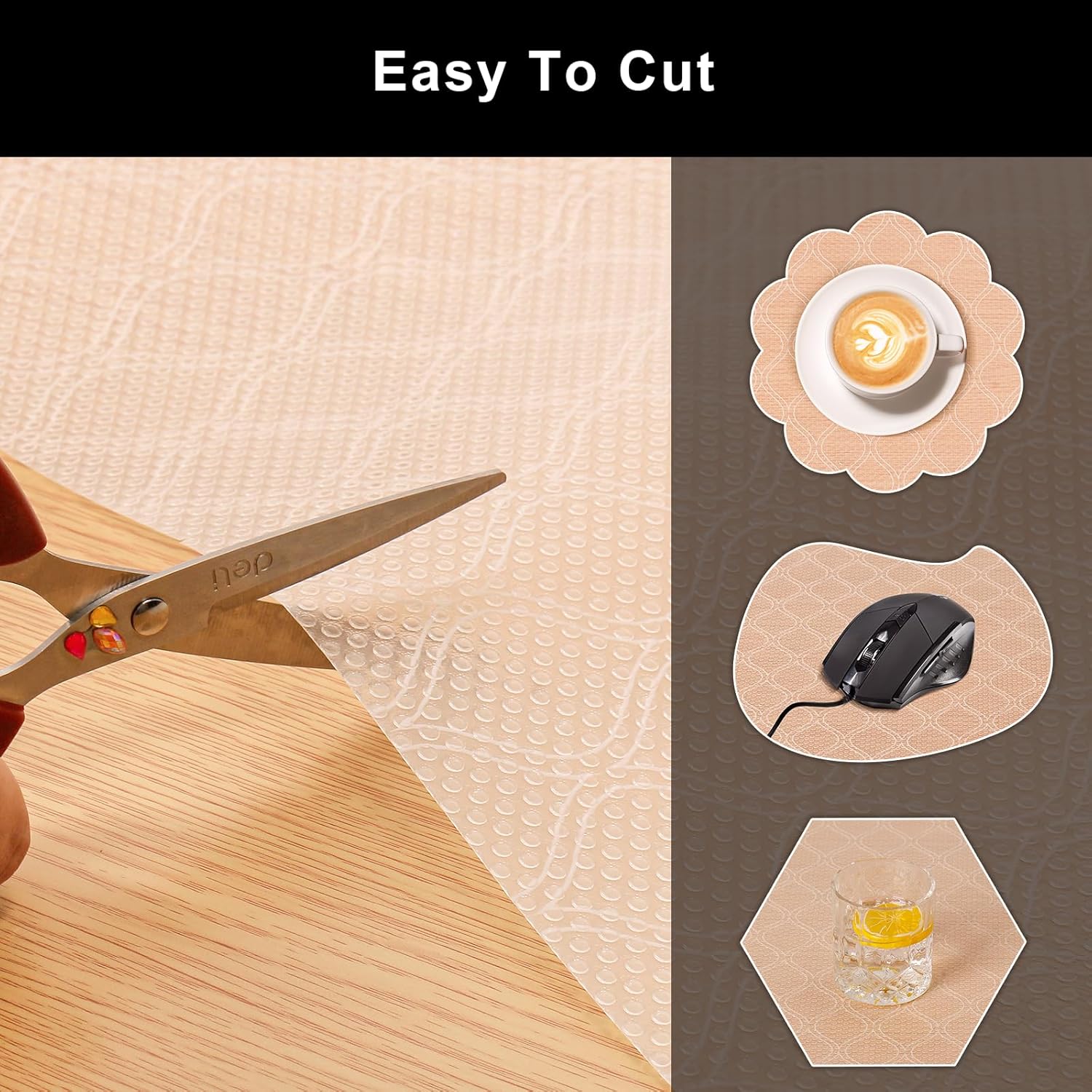 Cooyes Shelf Liner for Kitchen Cabinets Waterproof Kitchen Cupboard Liner Plastic Drawer Mats EVA