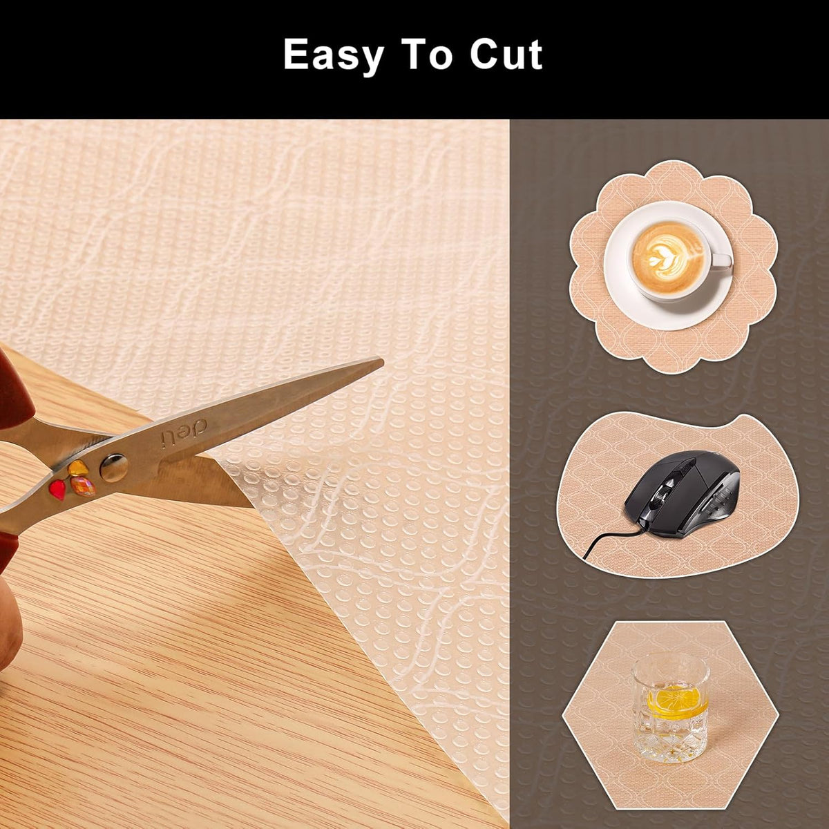 Cooyes Shelf Liner for Kitchen Cabinets Waterproof Kitchen Cupboard Liner Plastic Drawer Mats EVA
