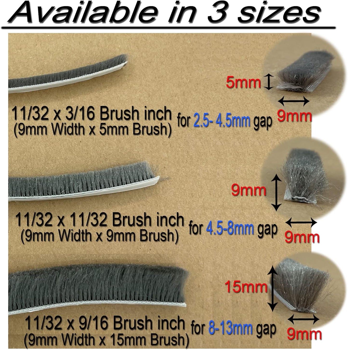 Weather Stripping Brush for Sliding Windows/Doors Frame Side,Pile Self Adhesive Weatherstrip Seal