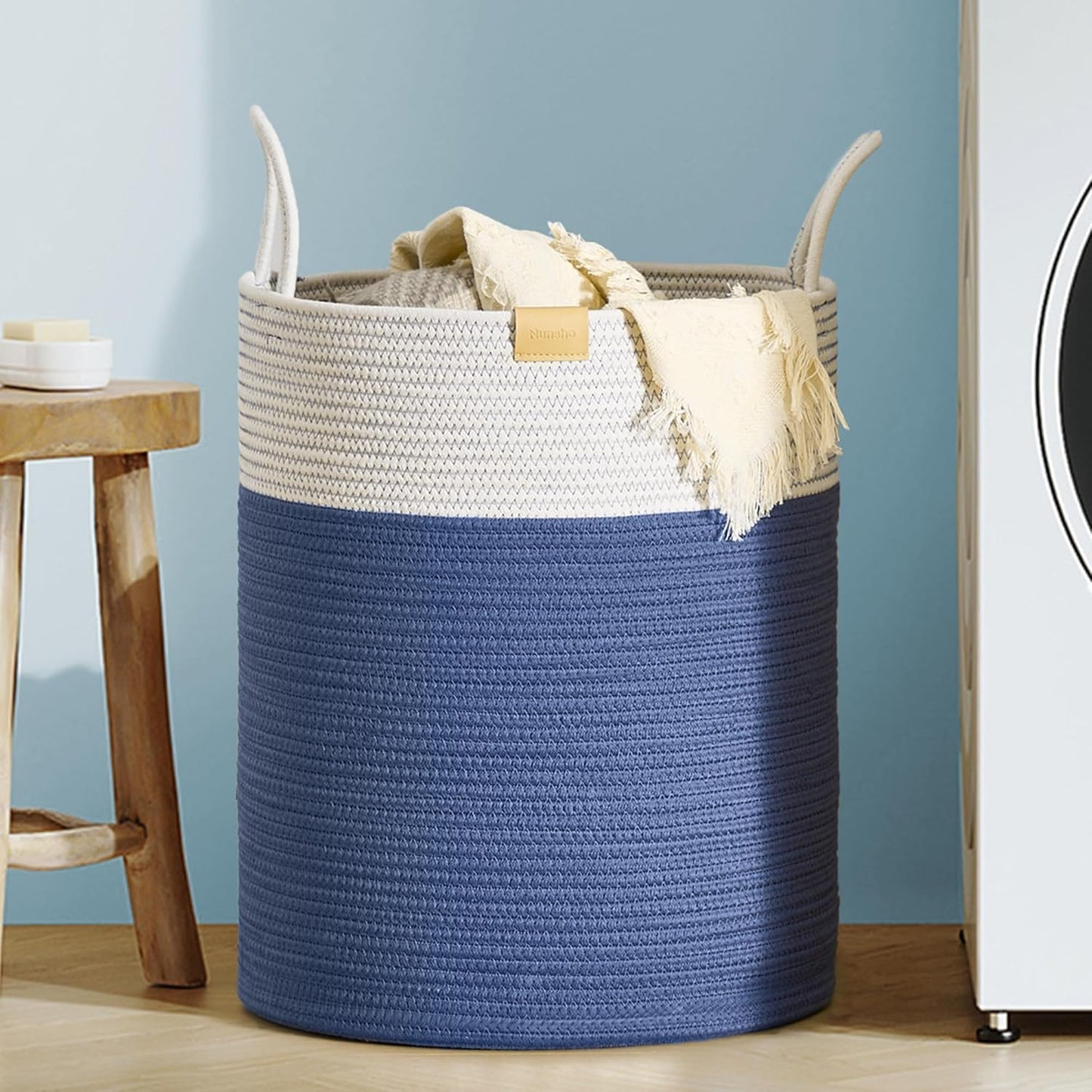 Laundry Hamper 62L,Large Laundry Basket for Clothes,Decorative Storage Basket for Blankets,Cotton