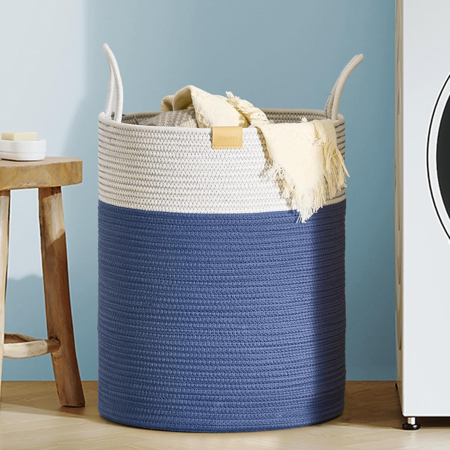 Laundry Hamper 62L,Large Laundry Basket for Clothes,Decorative Storage Basket for Blankets,Cotton