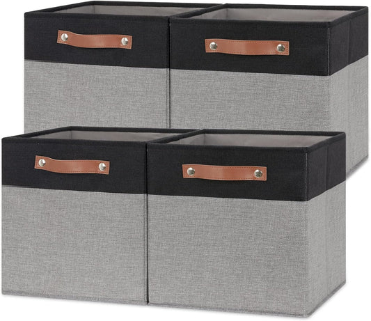 Temary Fabric Cube Storage Bins 12 Inch Decorative Storage Cubes Baskets 4 Pack Foldable Cube
