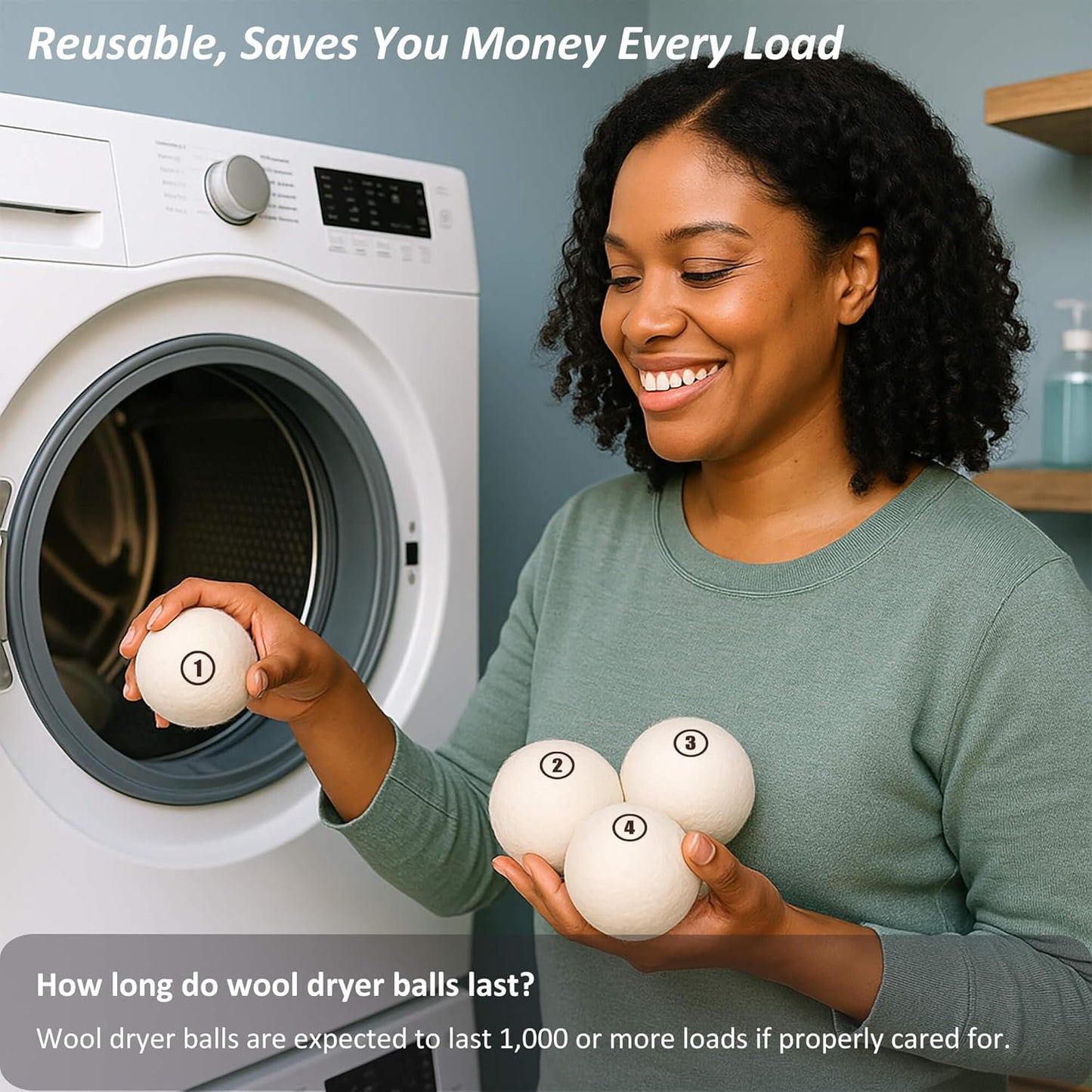 Sheep Wool Dryer Balls 12 Pack XL(2.7") Premium Natural Fabric Softener, Reusable Laundry Dryer