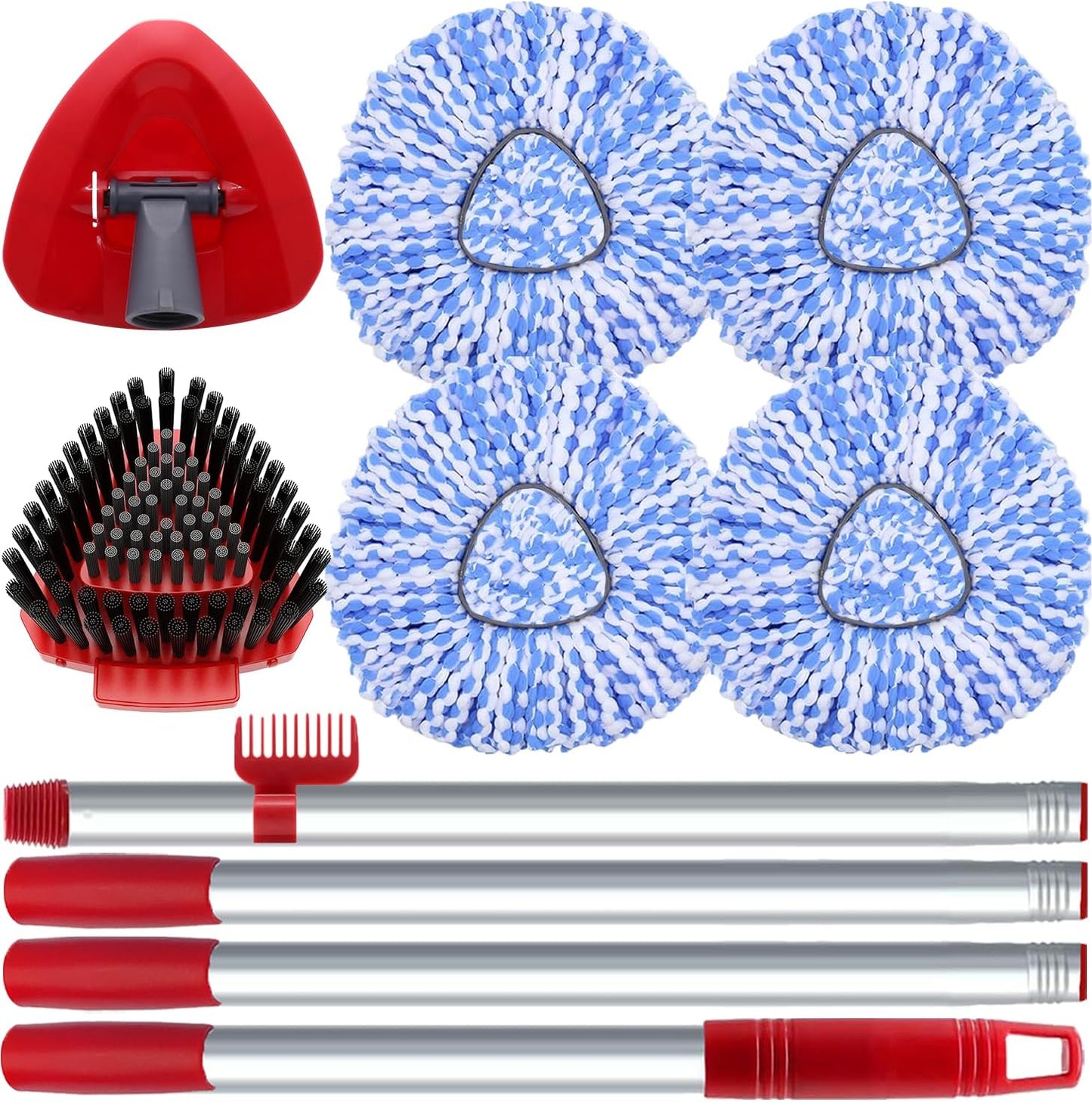 Spin Mop Head and Brush Replacement Compatible with O Cedar RinseClean 2-Tank System, 4 Mop Replace