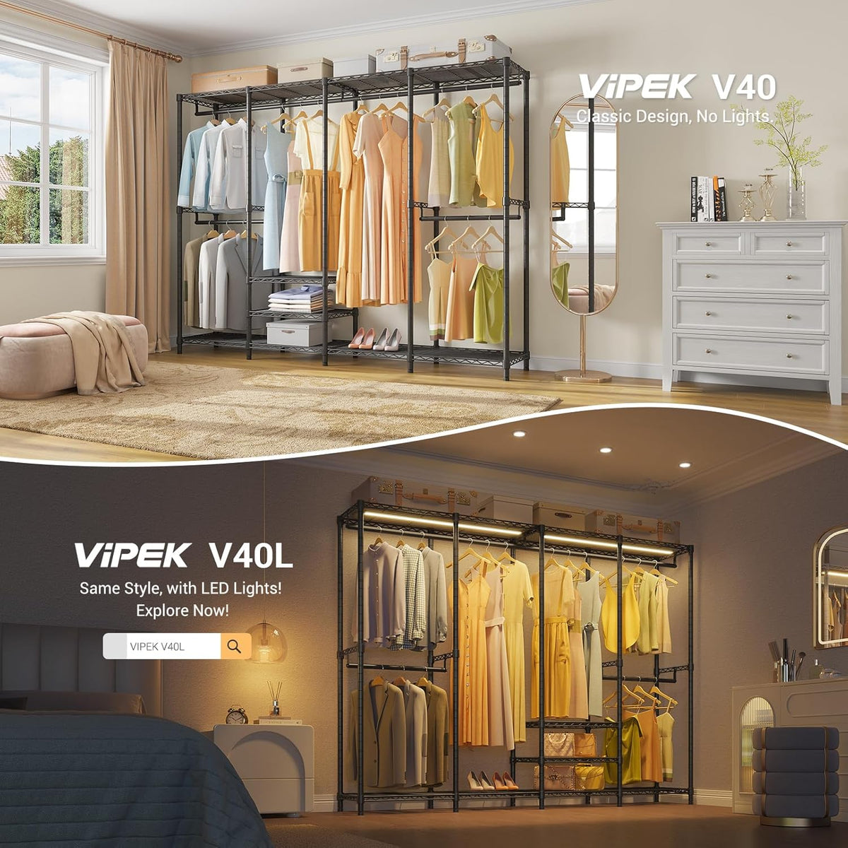 VIPEK V40 Wire Garment Rack Heavy Duty Clothes Rack for Hanging Clothes, Multi-Functional Bedroom