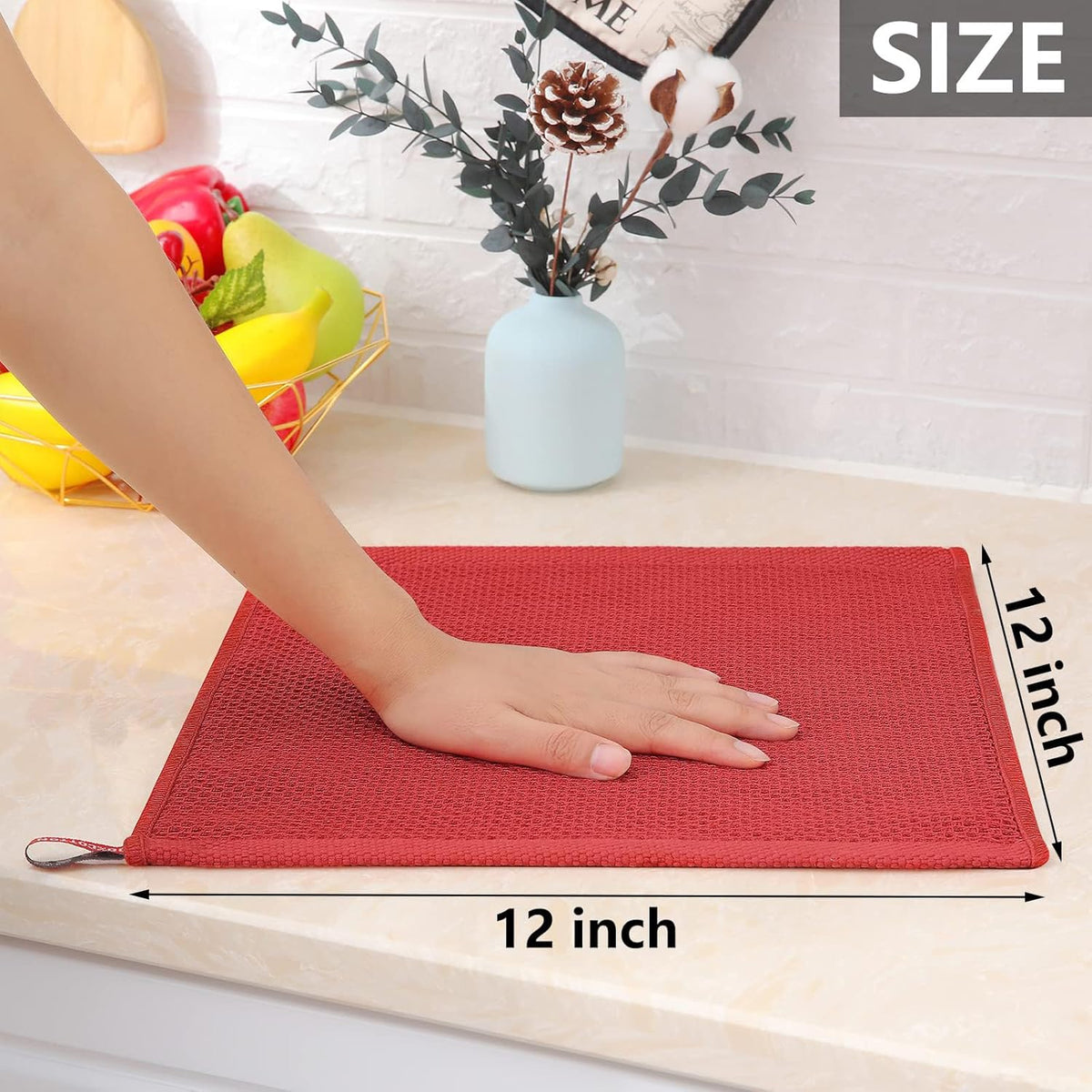 Homaxy 100% Cotton Waffle Weave Kitchen Dish Cloths, Ultra Soft Absorbent Quick Drying Dish Towels