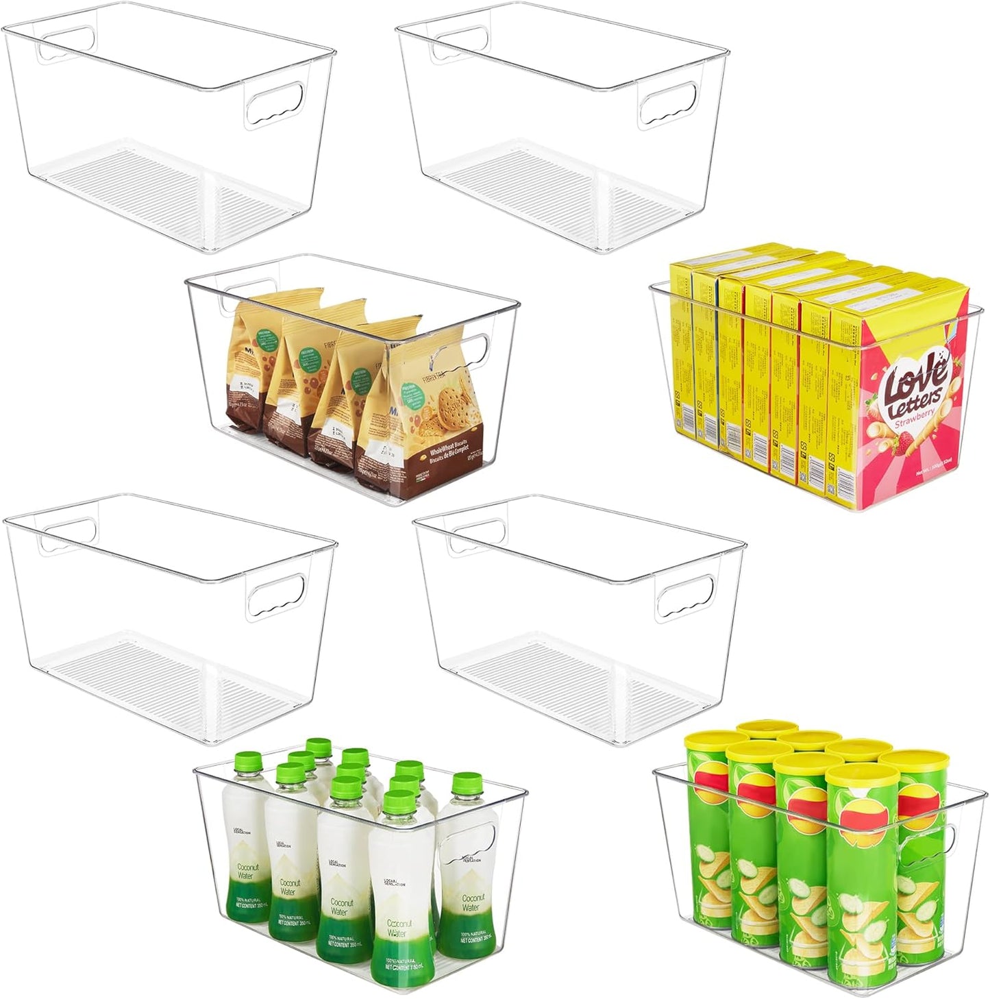 YIHONG Clear Plastic Storage Bins, 8 Pack Pantry Organizer Bins with Handle for Kitchen