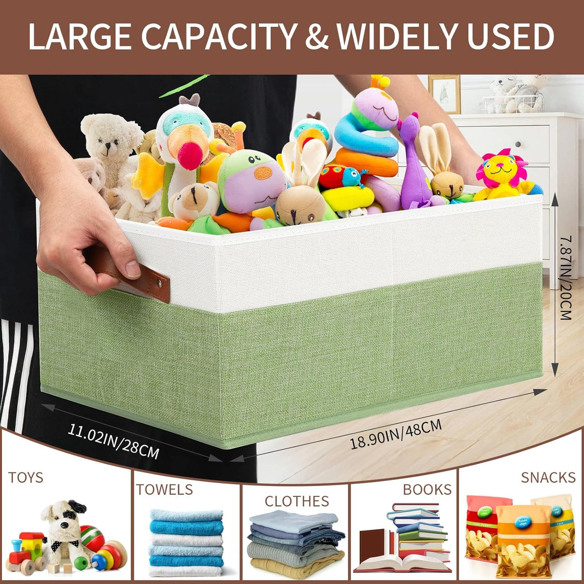 3 Pack Large Capacity Storage Bins Closet Organizer for Shelves, Fabric Closet Storage Baskets