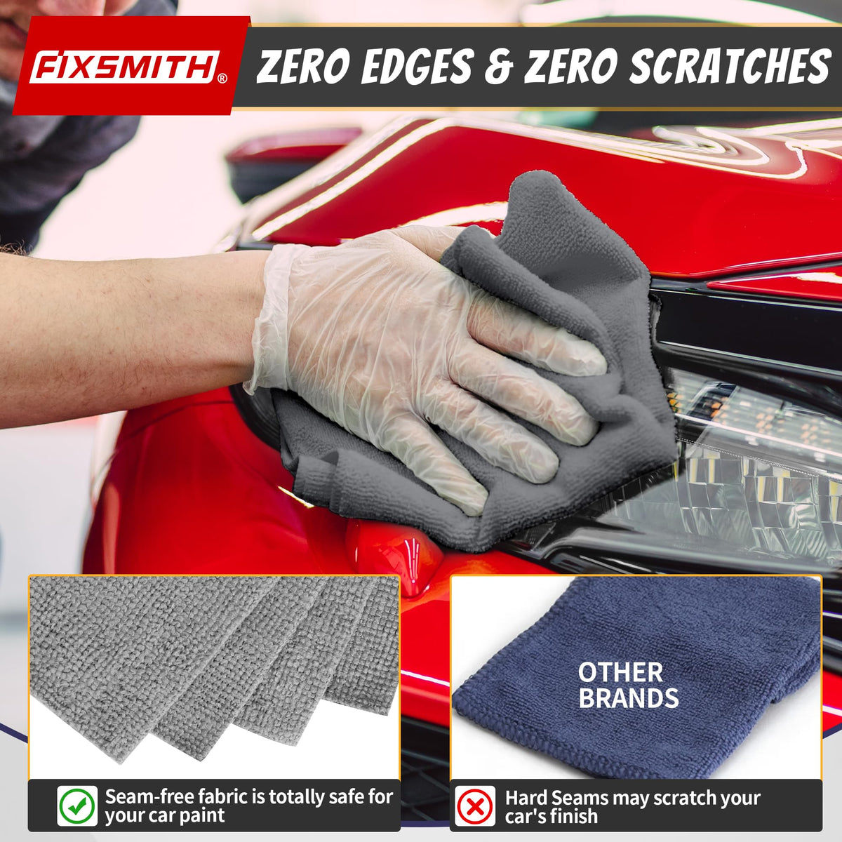 FIXSMITH Shop Towels, Pack of 200, Grey Microfiber Cleaning Cloth Bulk, Microfiber Towels for Cars