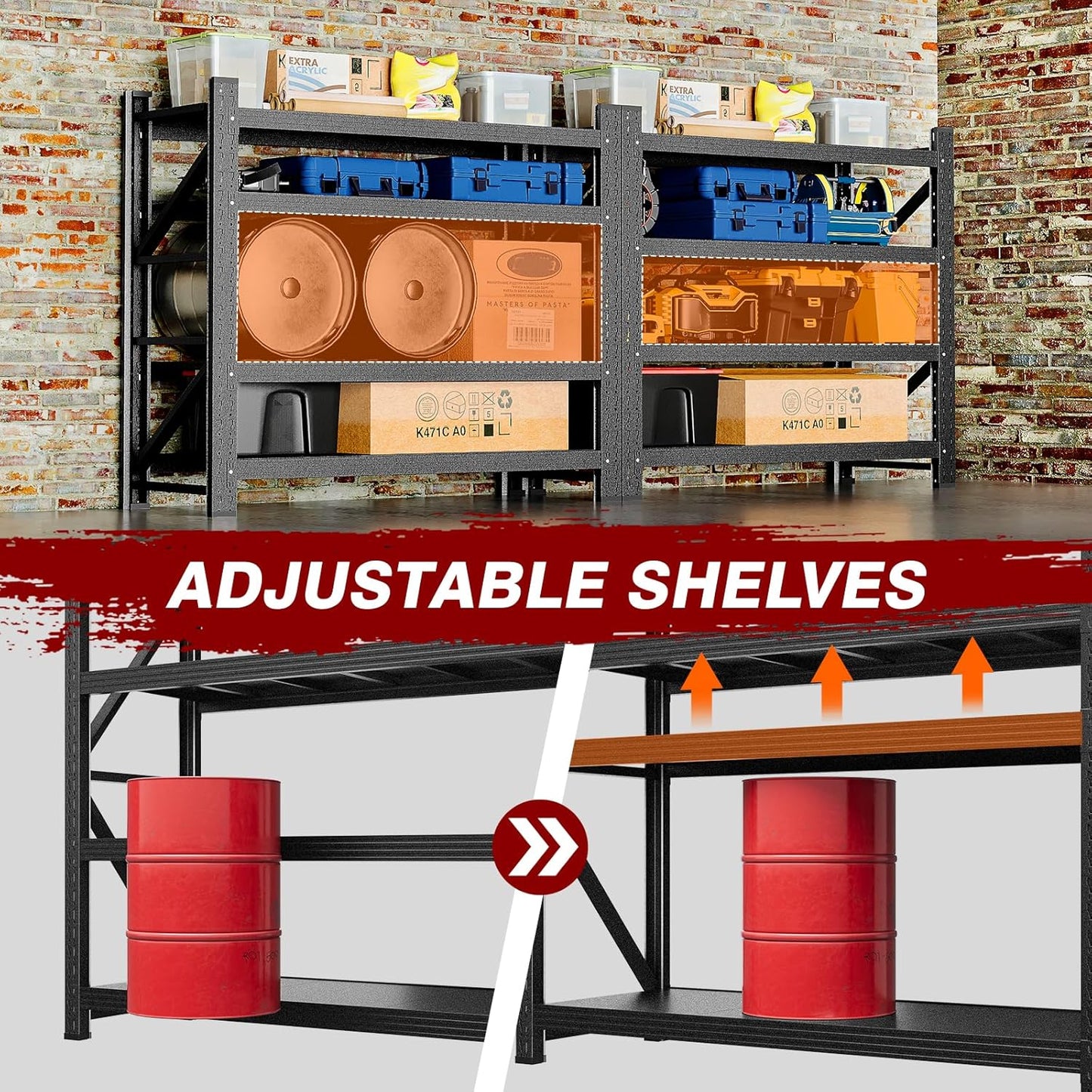 3000LBS Metal Steel Storage Shelves - 40" W Black 4 Tier Heavy Duty Rack Commercial Industrial