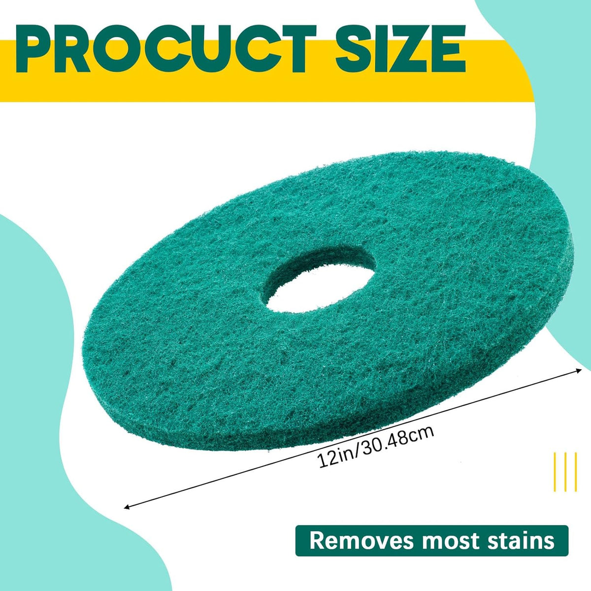 2 Pcs 12" Green Scrubbing Pads Commercial Cleaning Orbiter Pads-Maintenance Non Woven for Floor
