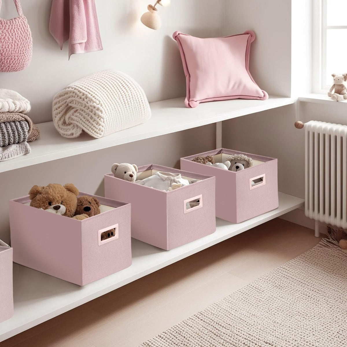DECOMOMO Storage Bins for Shelves Robust Fabric Closet Bins for Shelves Toy Storage Clothes Books