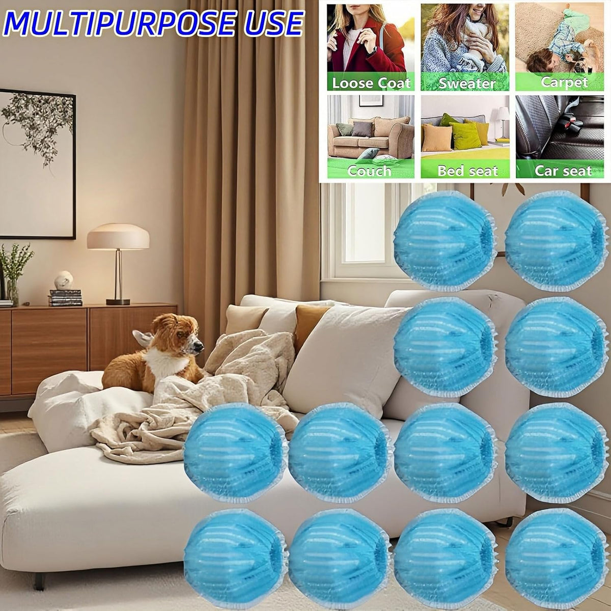 12 PCS Pet Hair Remover for Laundry & Dryer, Reusable Laundry Lint Catcher, Dog Hair Remover Tool