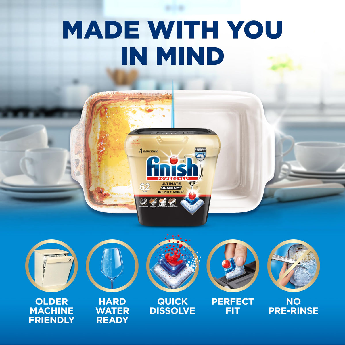 Finish Ultimate Quantum Infinity Shine Dishwasher Pods, New & Improved Formula, Dishwasher