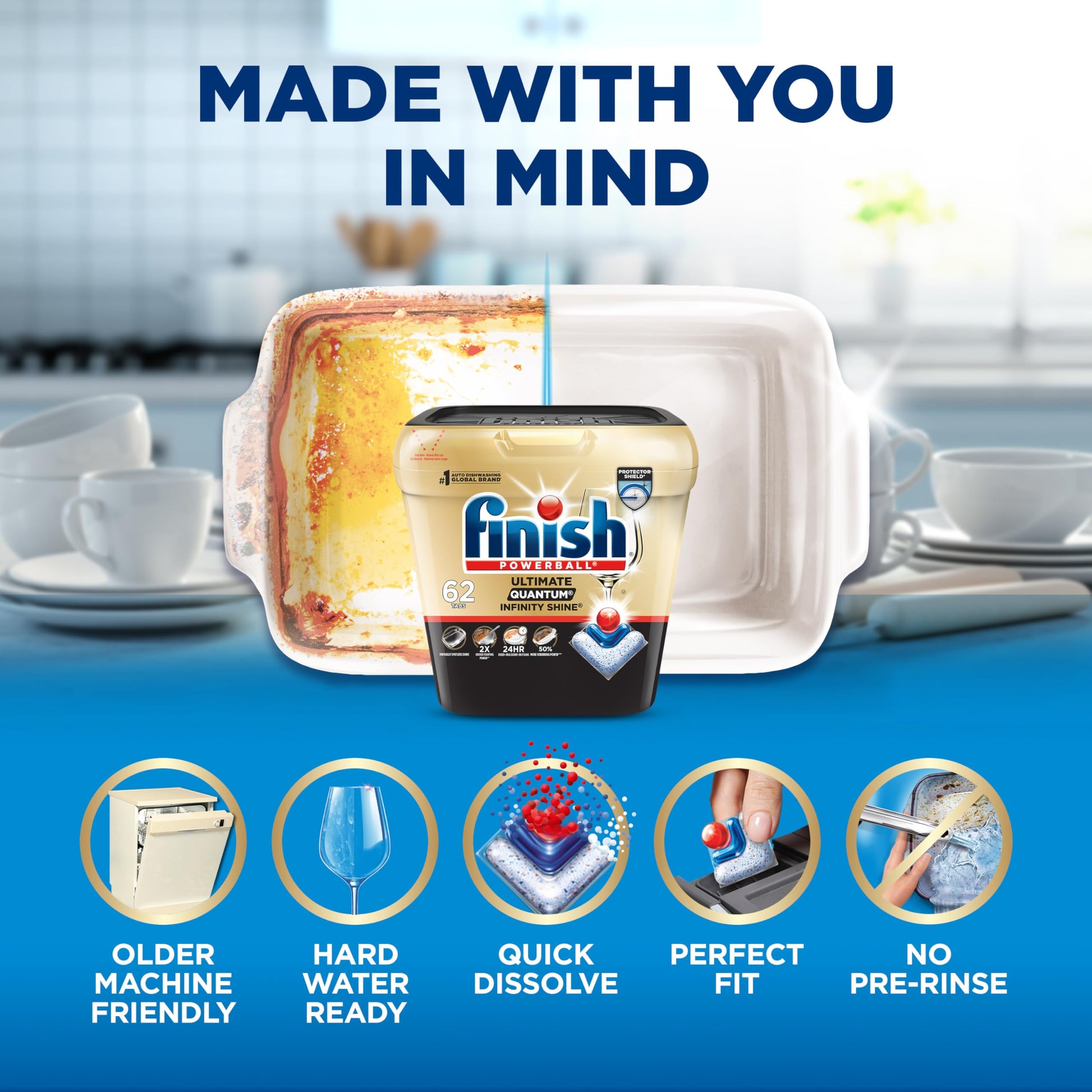 Finish Ultimate Quantum Infinity Shine Dishwasher Pods, New & Improved Formula, Dishwasher