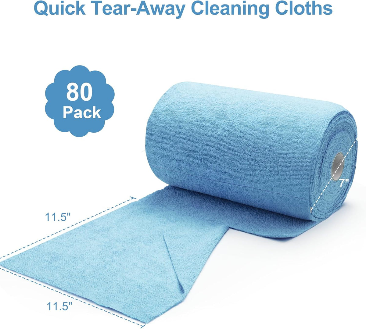 Greenfound Microfiber Cleaning Cloth Roll -80 Pack, 11.5x11.5, Tear Away Towels, Reusable and
